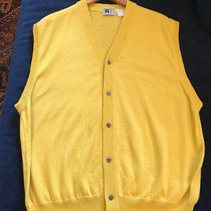 Vintage VERSACE V2 Yellow Wool Sweater Vest - XL